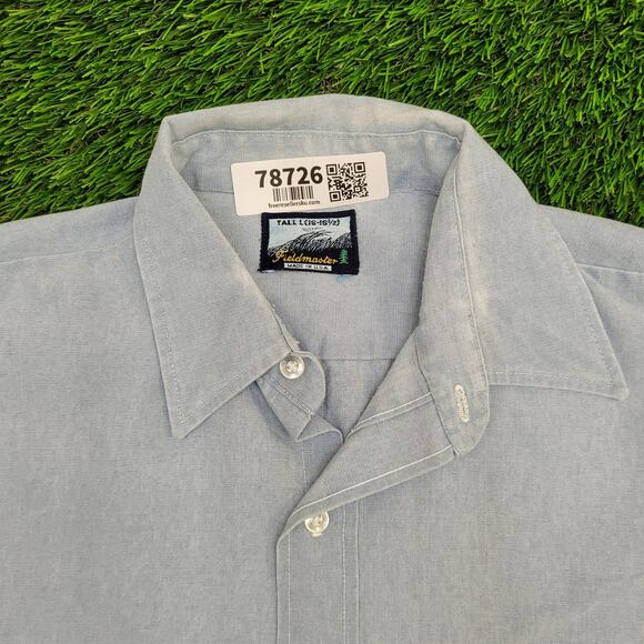 Vintage Filedmaster Button Shirt XL 16 23x30 Blue - Picture 3 of 9